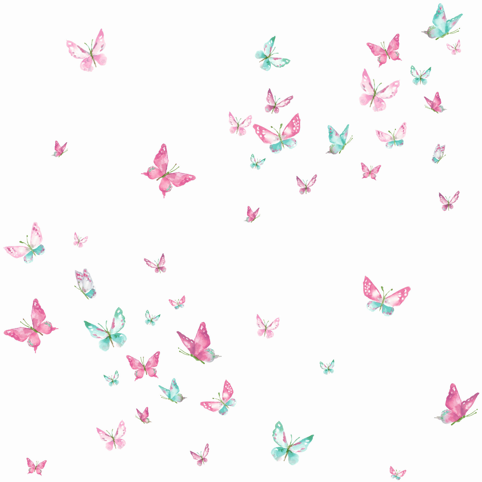 Green And Pink Pastel Butterflies Background