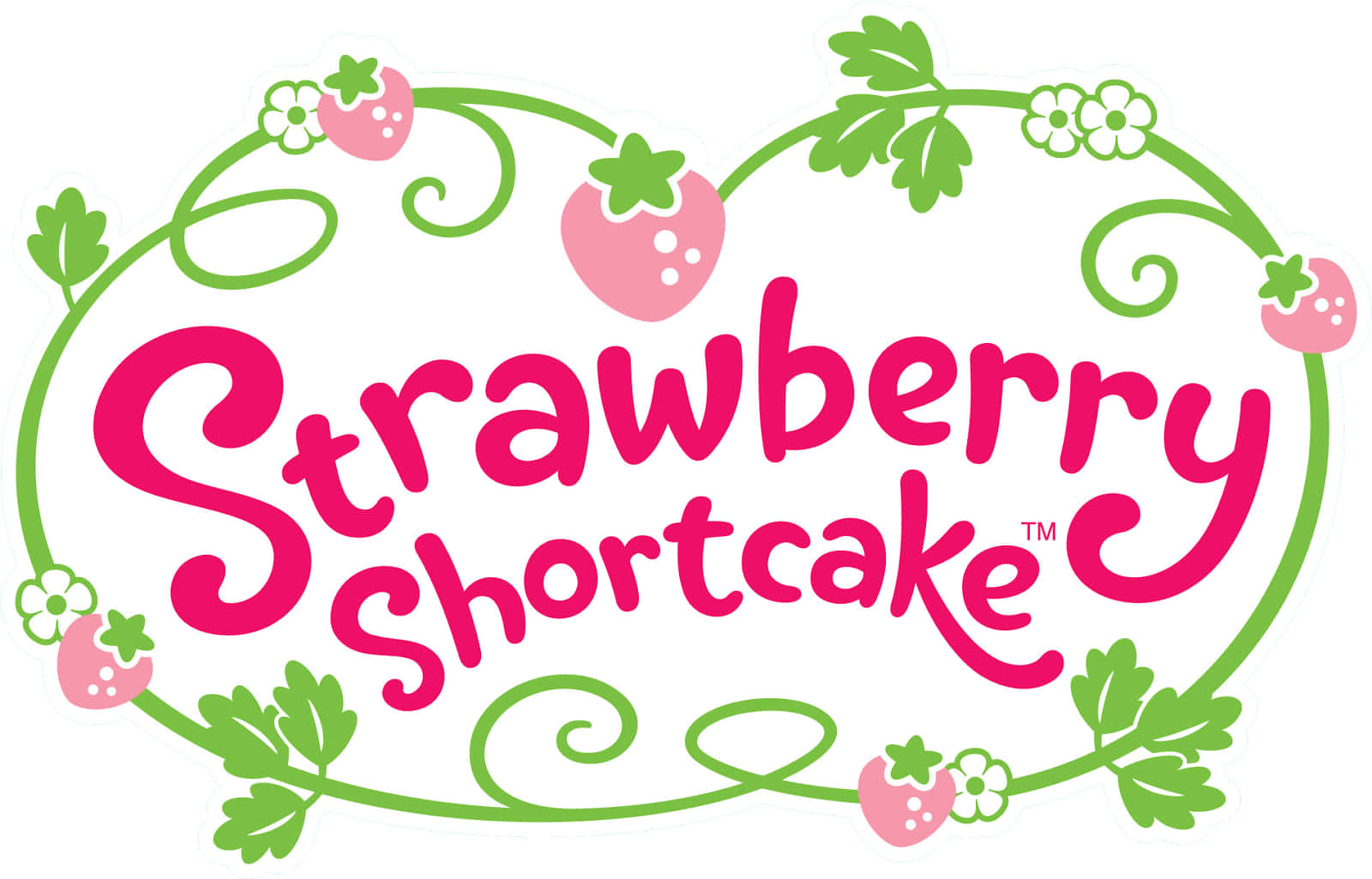 Green And Pink Strawberry Shortcake Logo Background