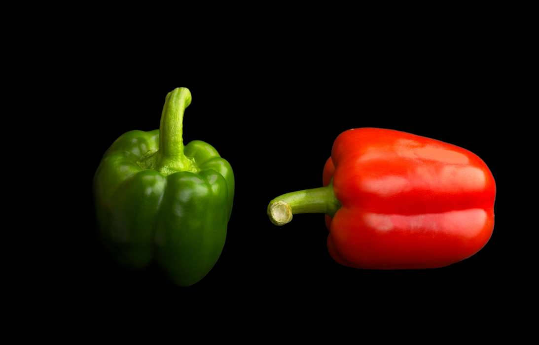 Green And Red Bell Pepper Fruits