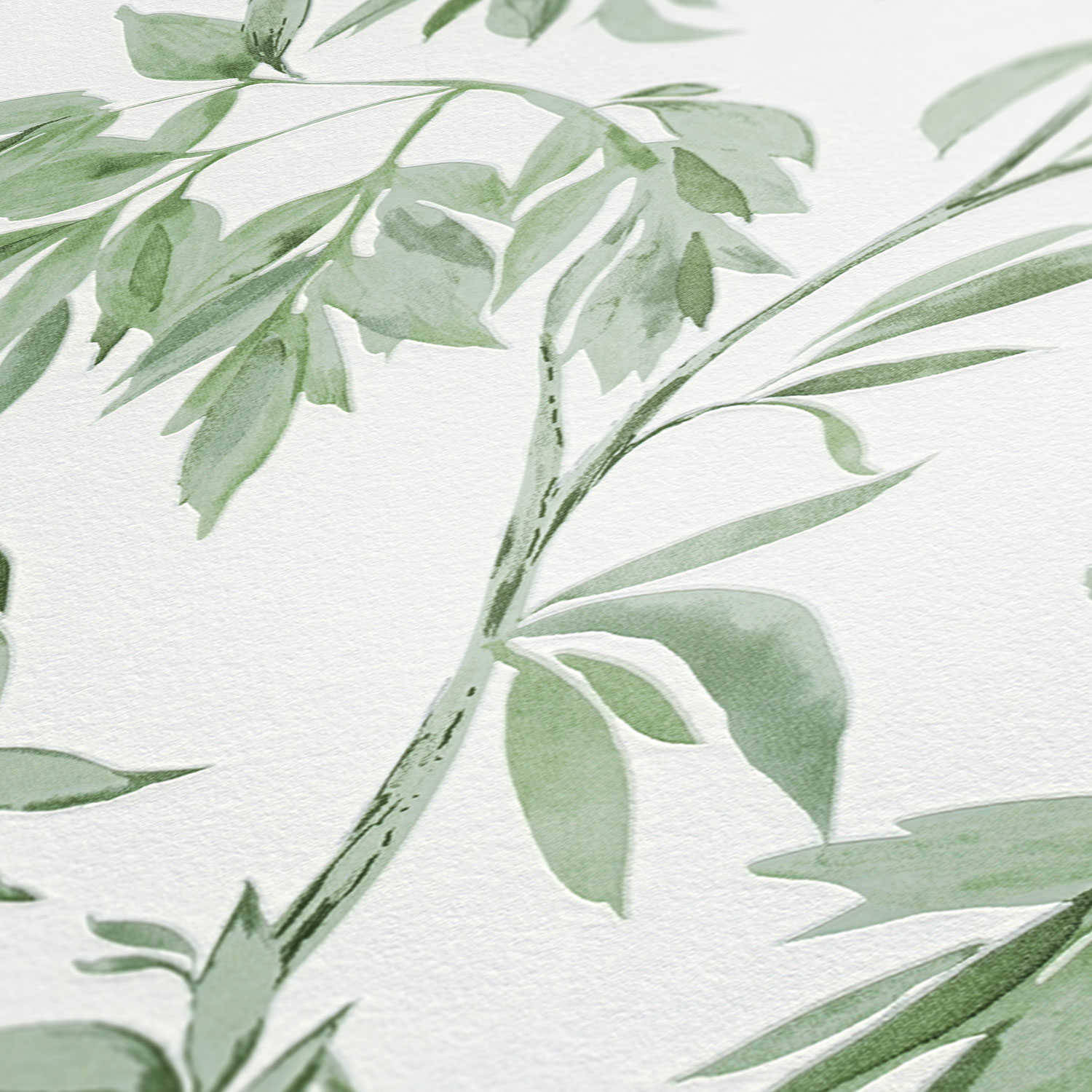 Green And White Aesthetic Watercolor Painting