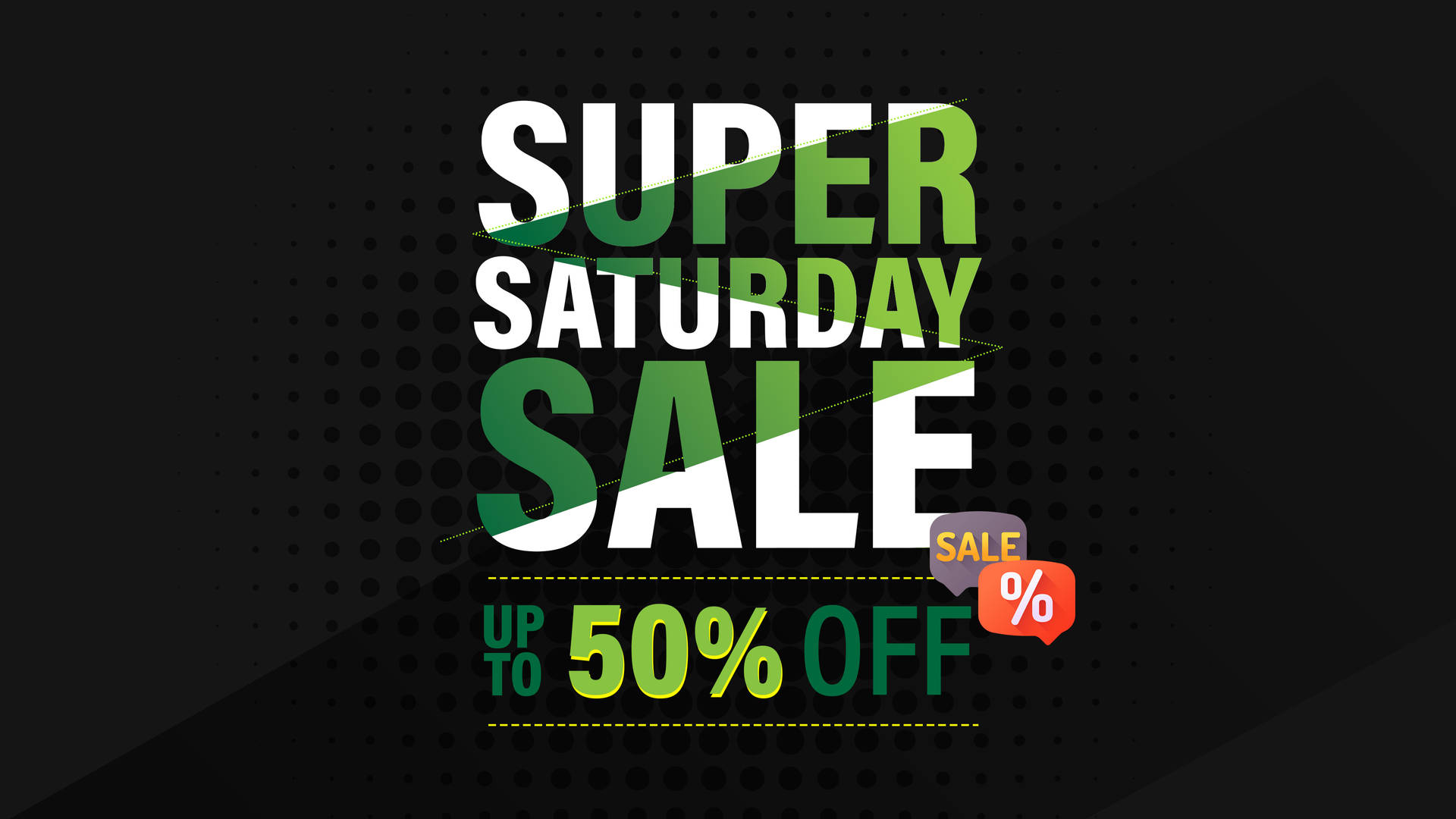 Green And White Super Saturday Sale Background