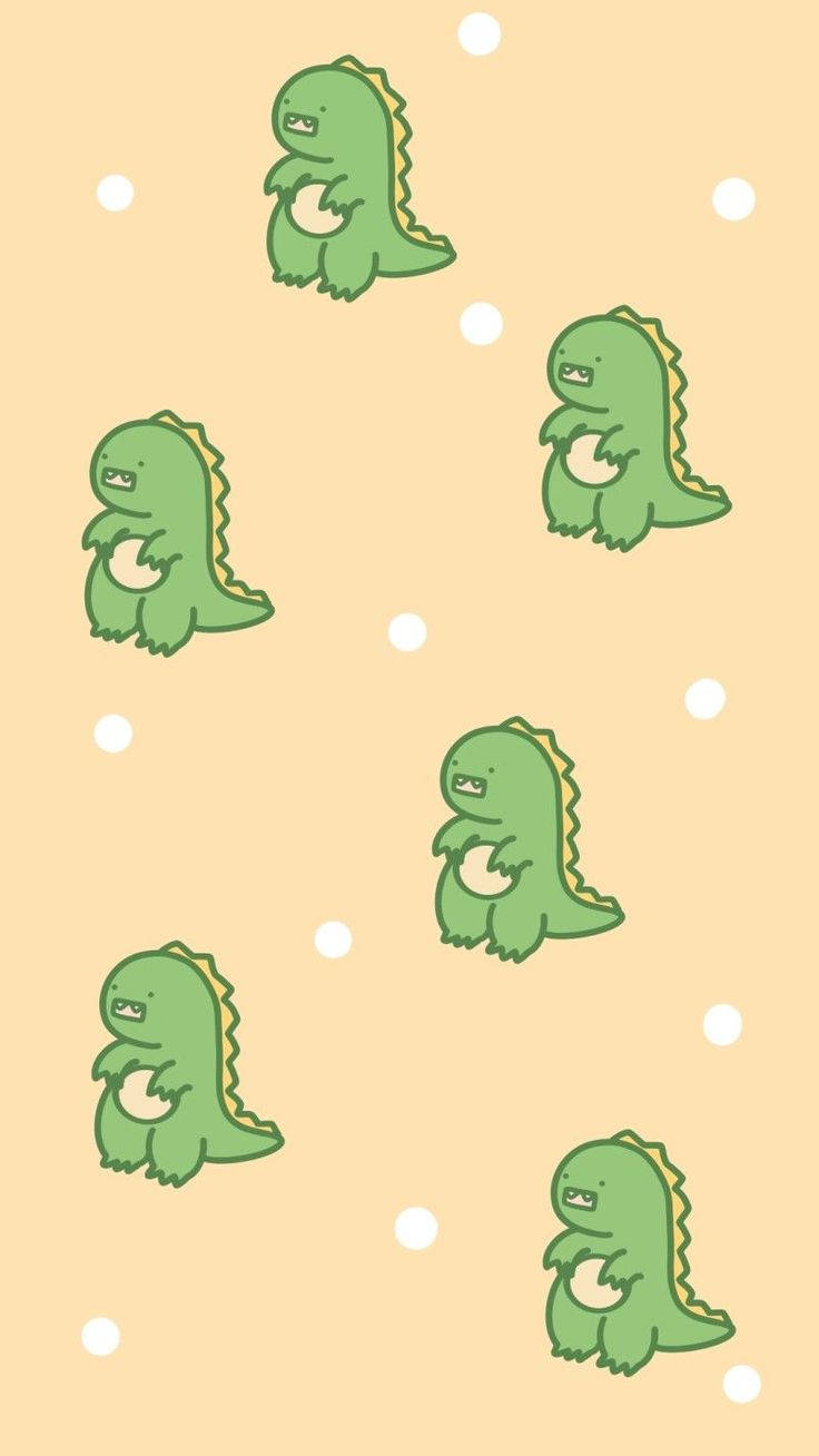 Green And Yellow Dino Kawaii Iphone Background