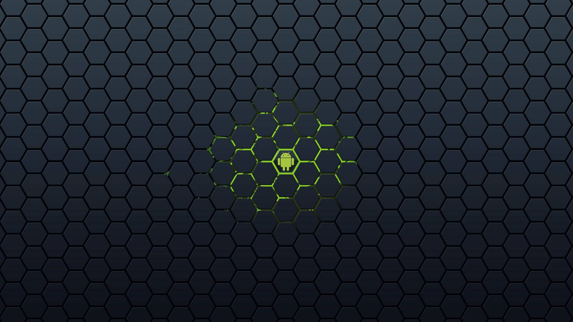 Green Android Black Hexagons Background