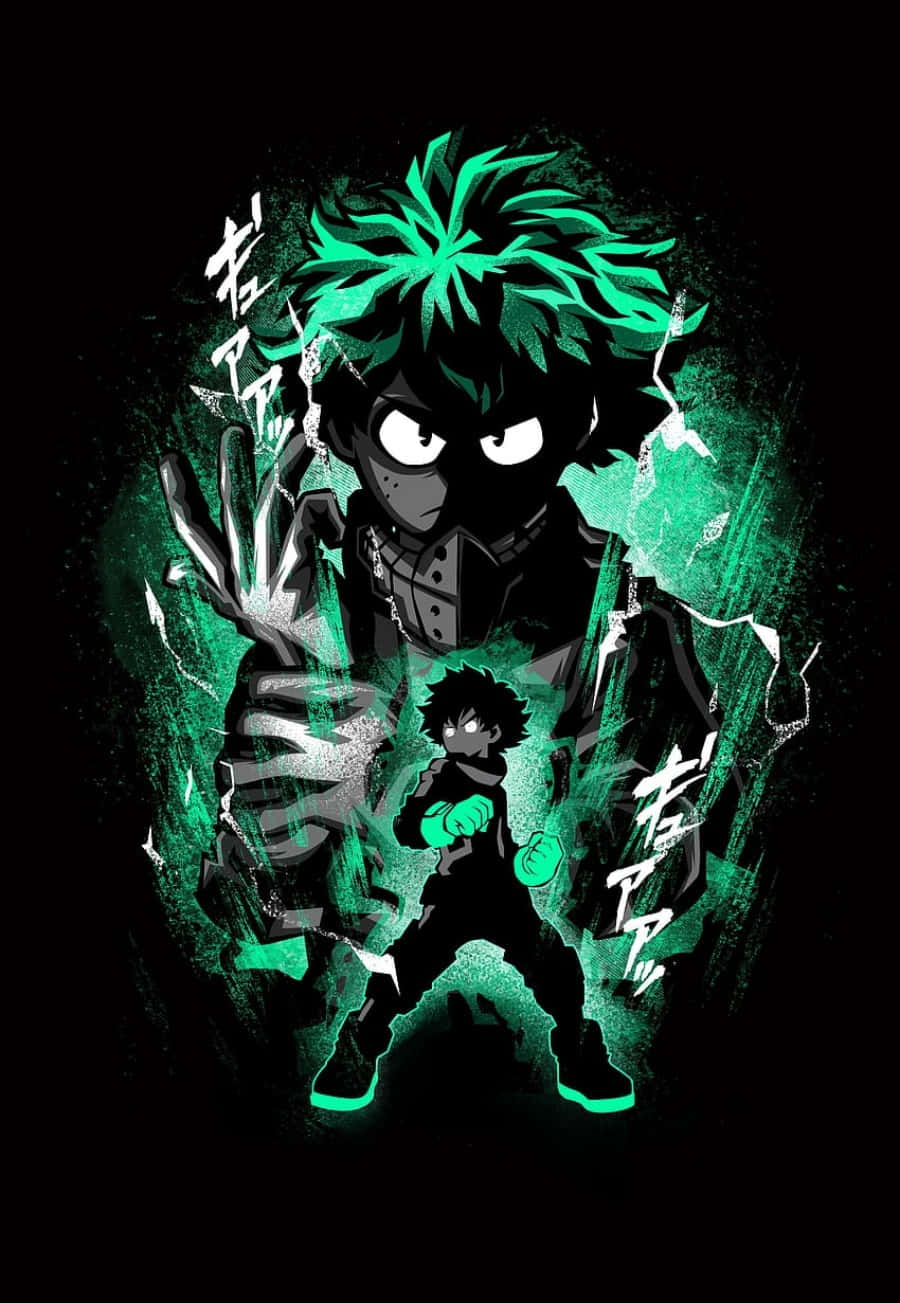 Green Anime Art Deku Phone Background