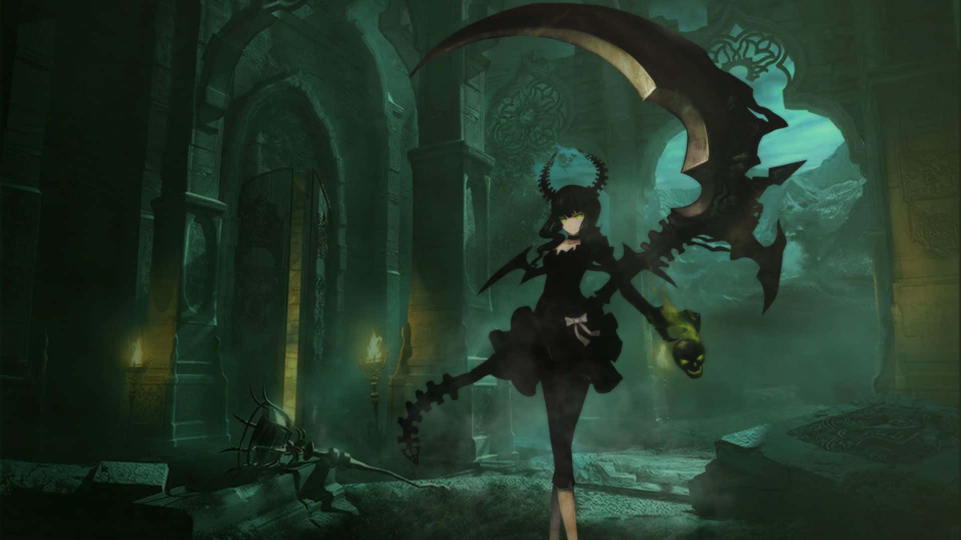 Green Anime Black Rock Shooter Dead Scythe Background