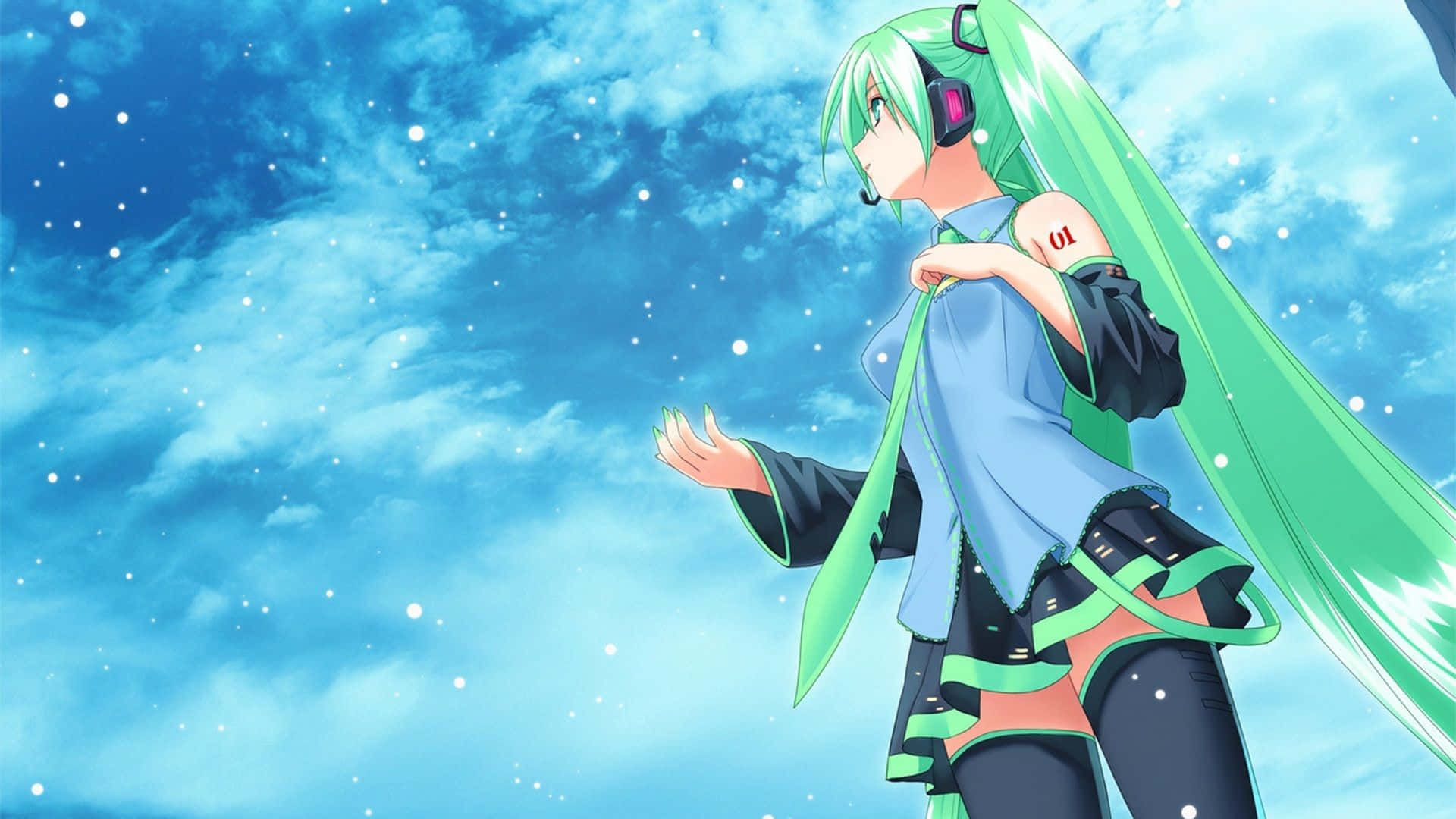 Green Anime Hatsune Miku Codename Cv01 Background