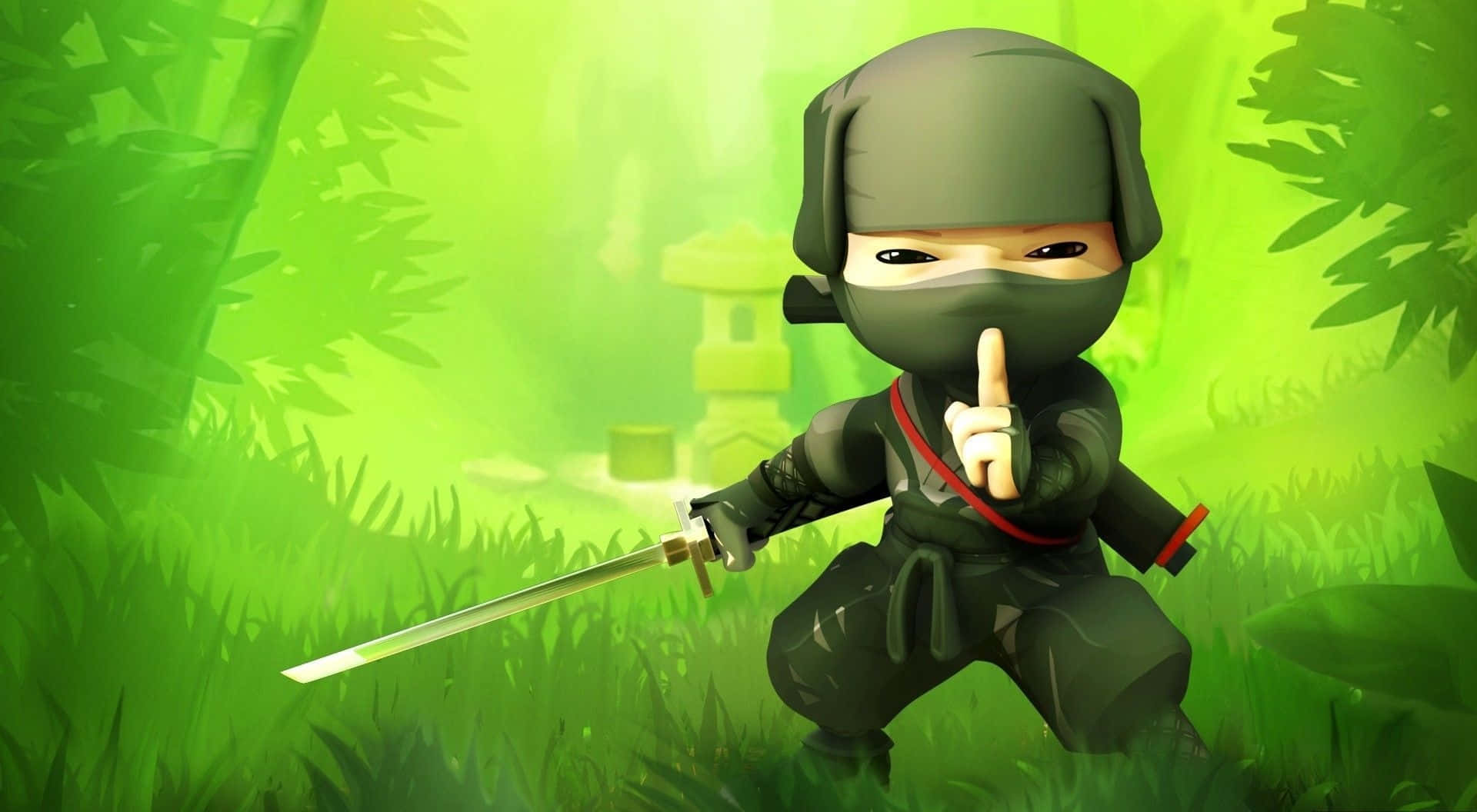 Green Anime Ninja With A Katana Background