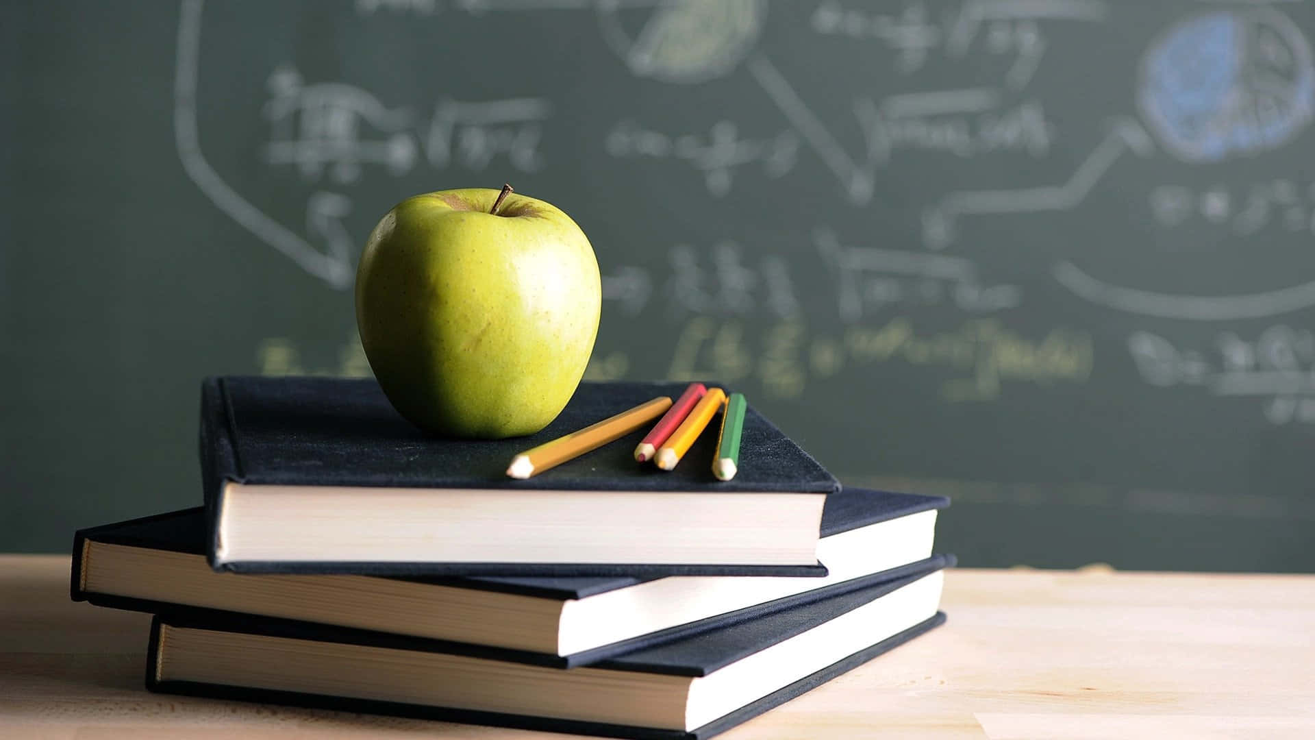 Green Apple For An Educated Teacher Background