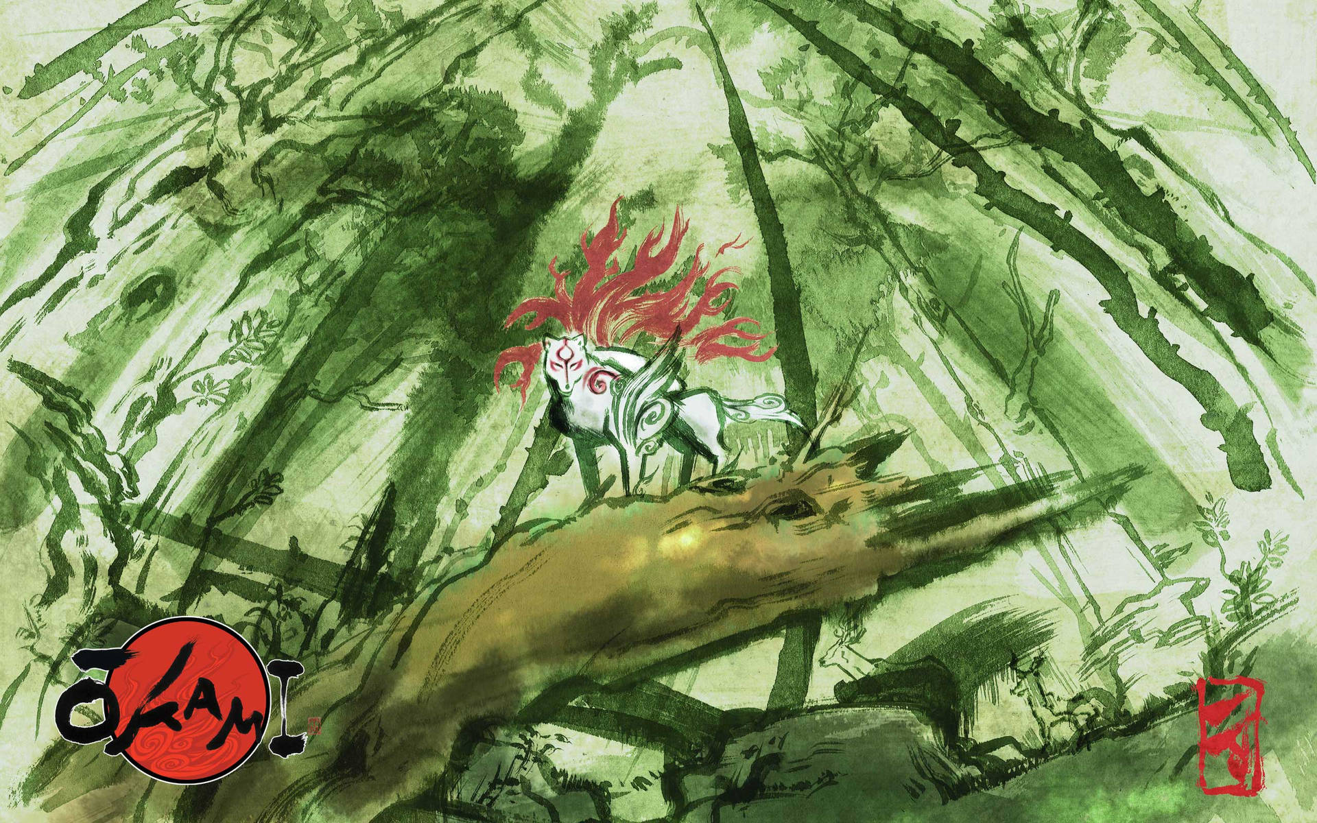 Green Bamboo Forest Okami Background