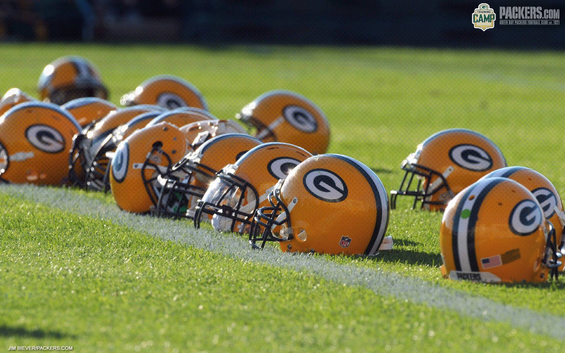 Green Bay Packers Football Helmets Background
