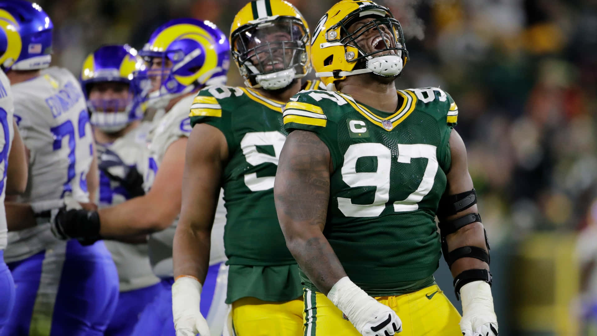 Green Bay Packers Kenny Clark Versus Los Angeles Rams Background