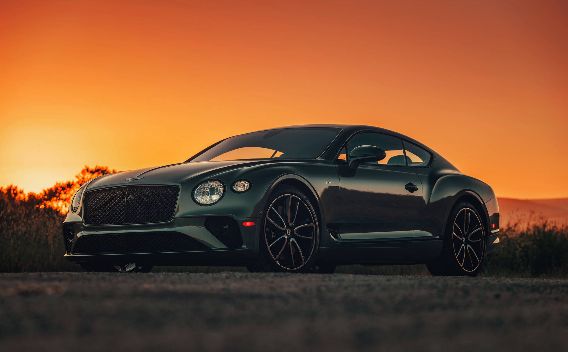 Green Bentley Cars Sunset