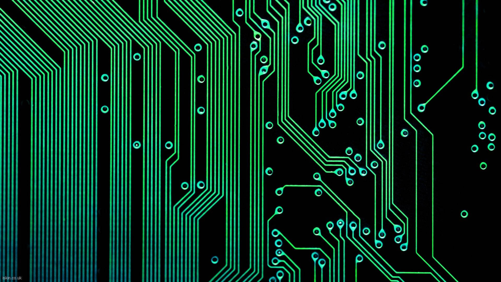 Green & Black Electronic Circuit Board Background