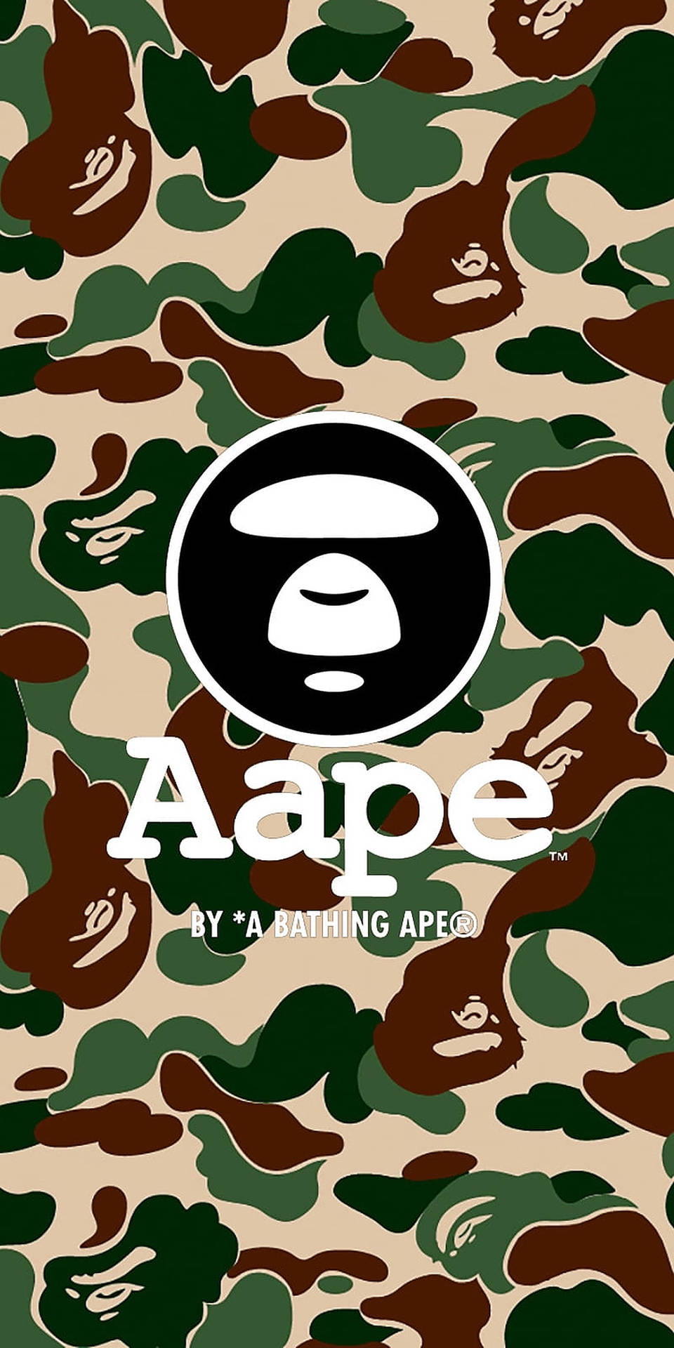Green Brown Camouflage Bape Logo Background