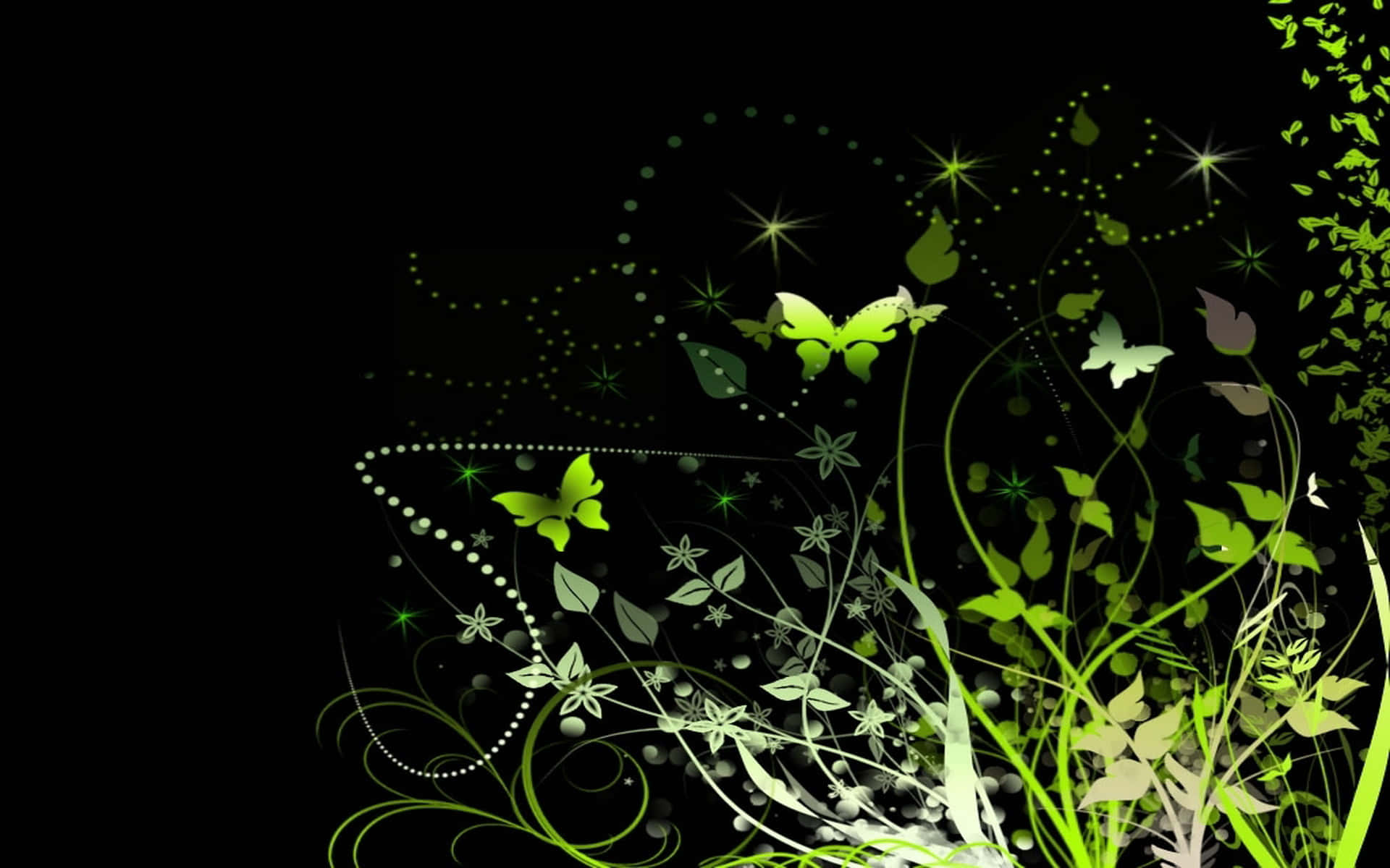 Green Butterfly Flying Near Plants Background