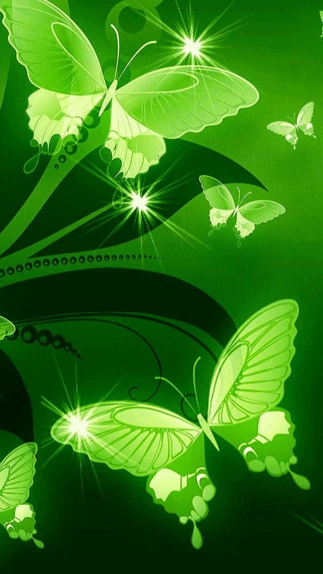 Green Butterfly Green Plant Aesthetic Background