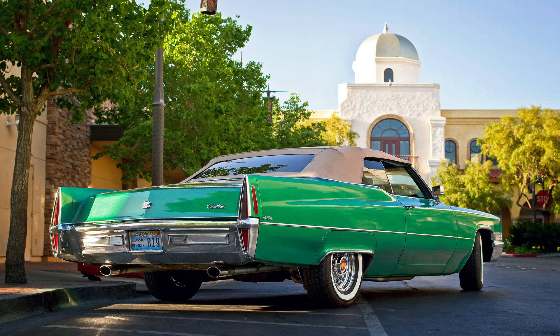 Green Cadillac Deville Convertible Background