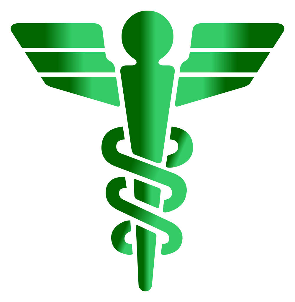 Green Caduceus Medical Symbol Background