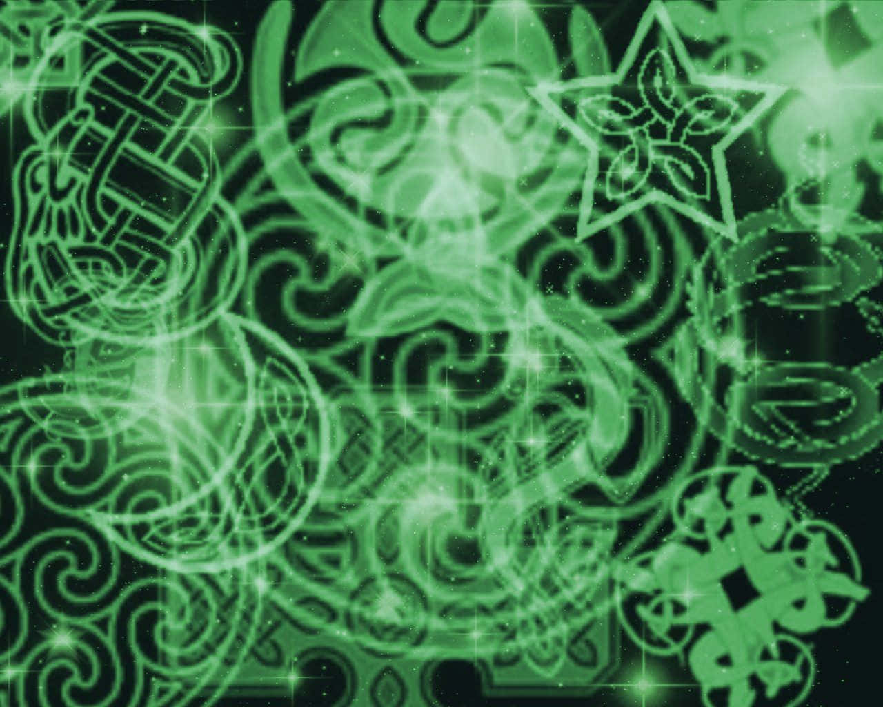 Green Celtic Irish Symbols Background