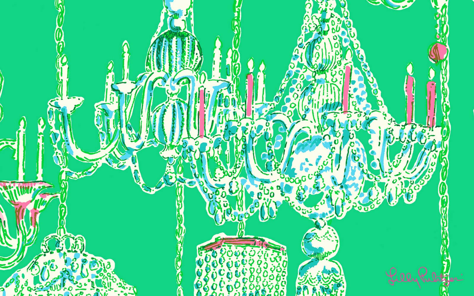 Green Chandeliers Lilly Pulitzer Desktop Background