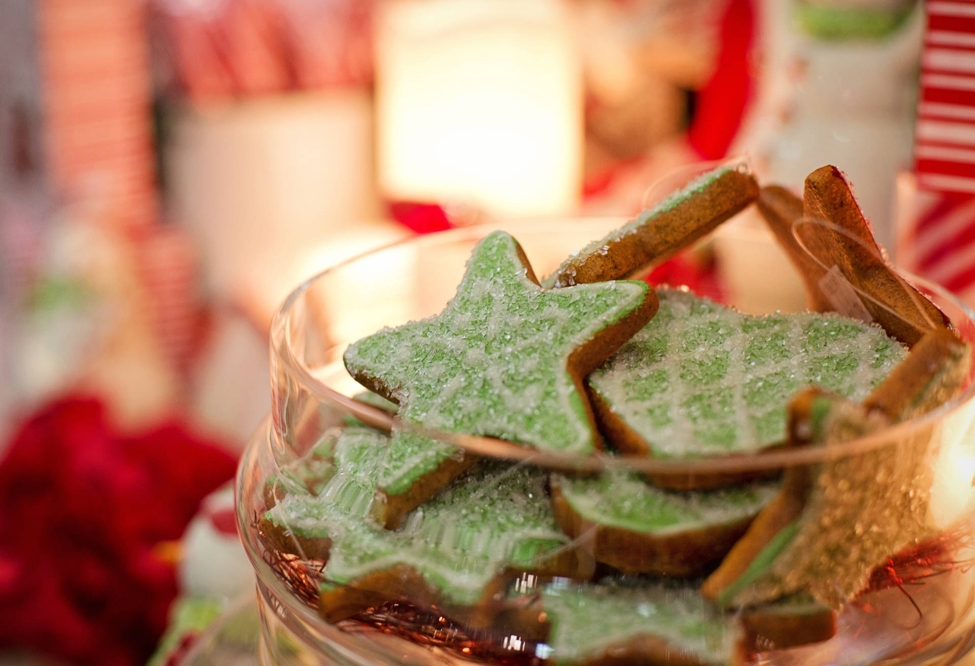 Green Christmas Cookies Background