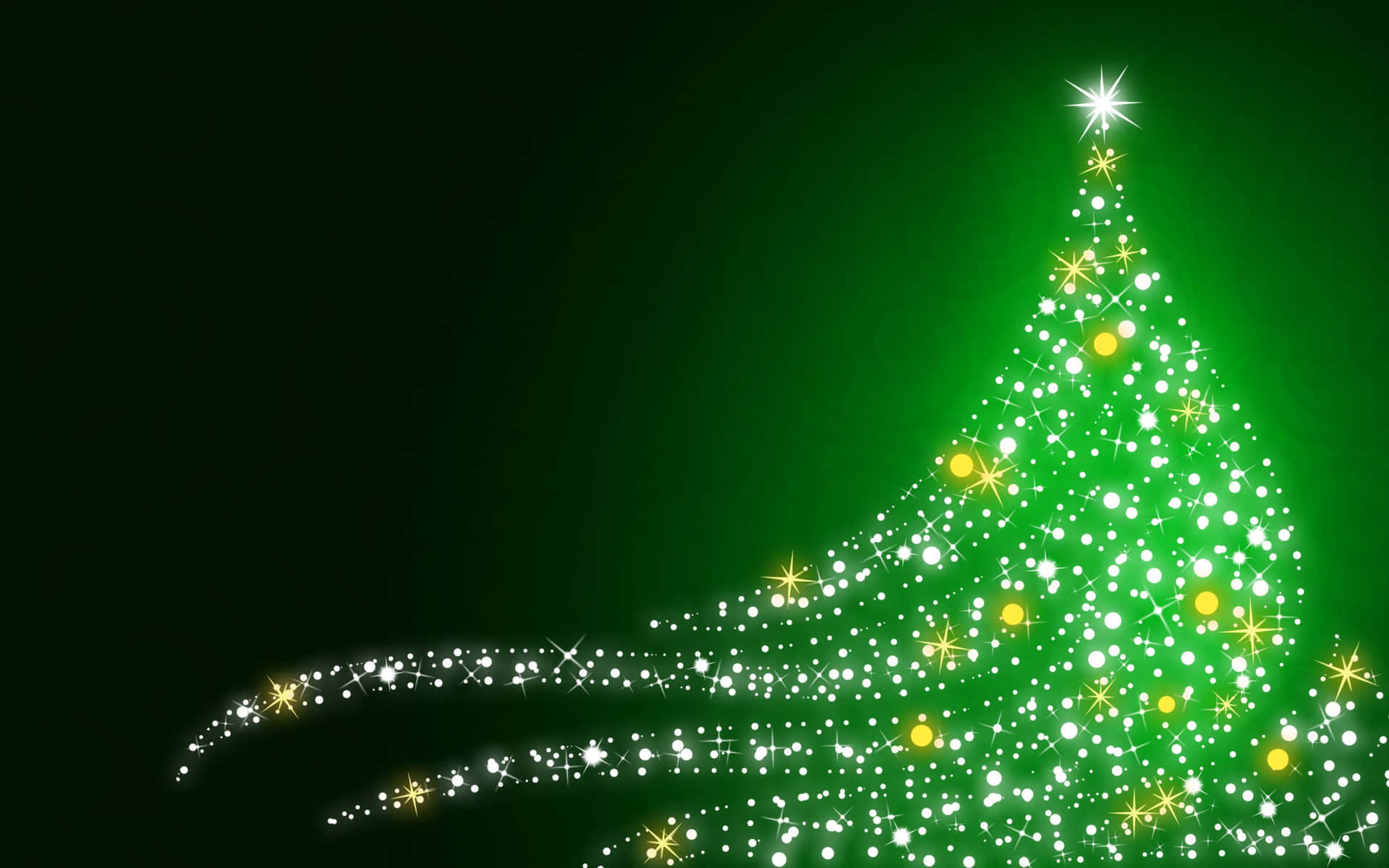 Green Christmas Tree Flowy Shining Sparkles Background