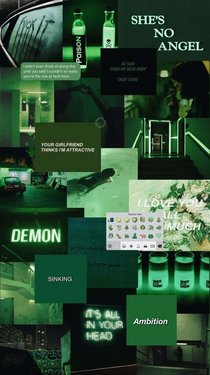 Green Collage Demon She's No Angel Ambition Background