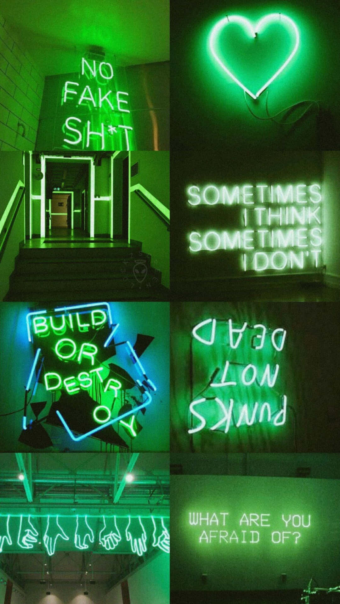 Green Collage Neon Lights Background