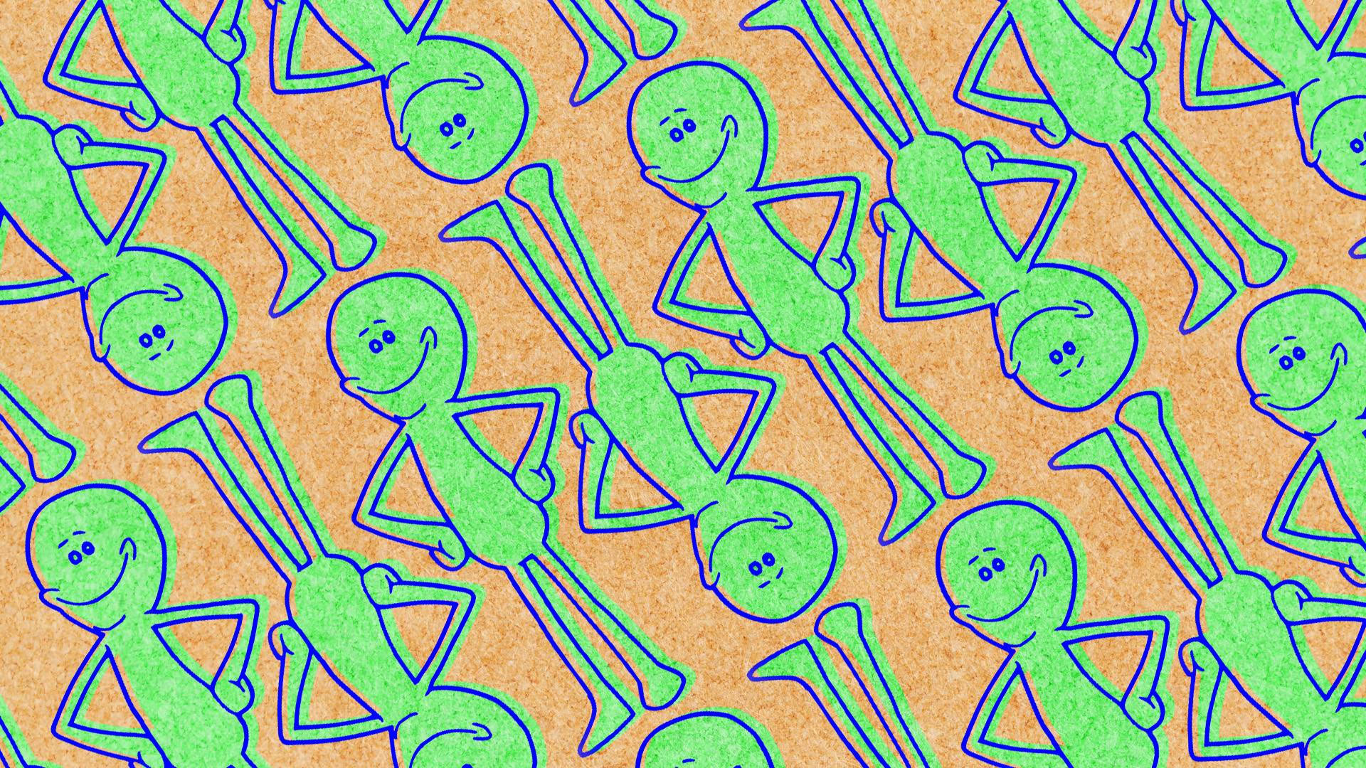 Green-colored Mr Meeseeks Pattern Background