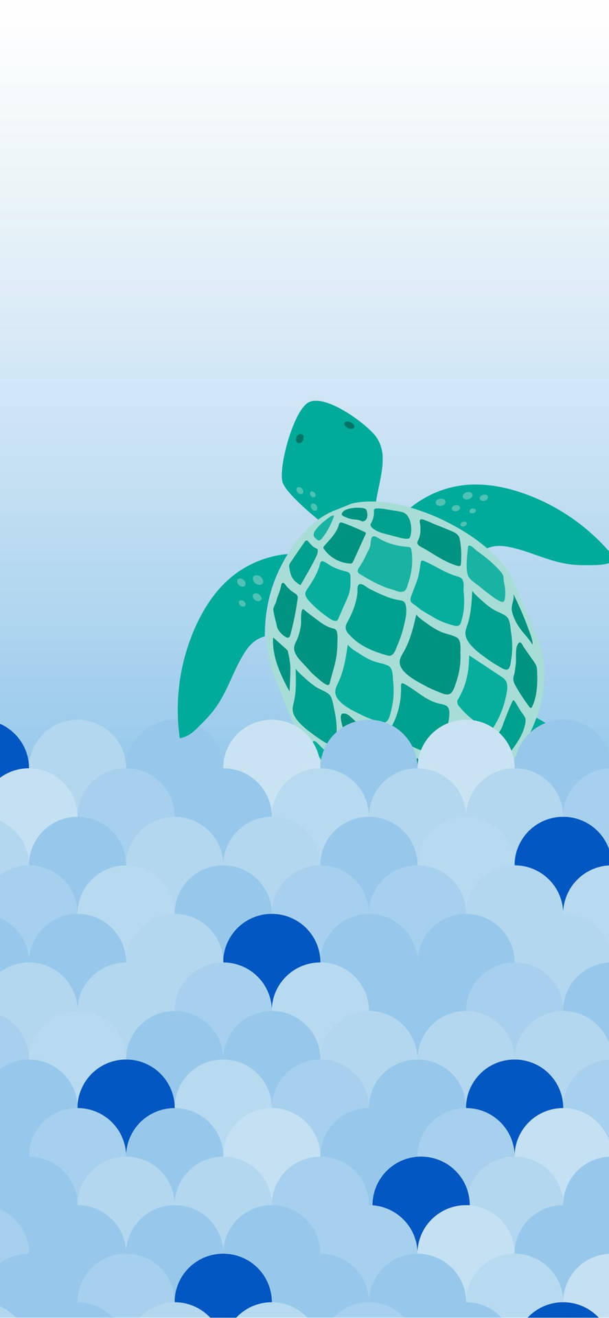 Green Cute Turtle Art Background