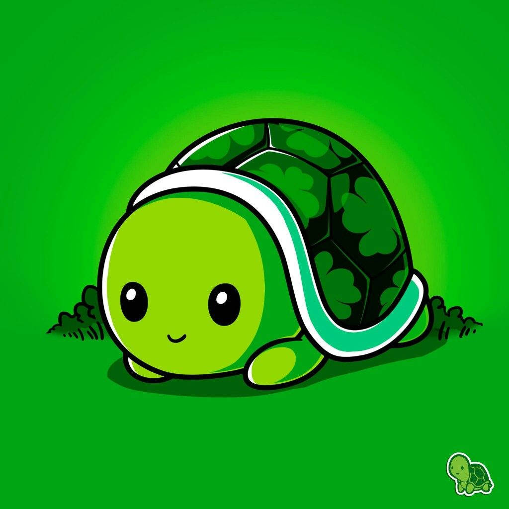 Green Cute Turtle Background