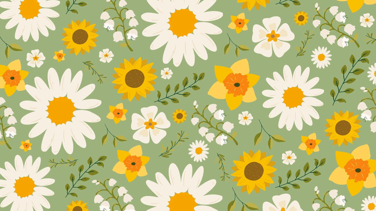 Green Daisy Aesthetic Computer Background