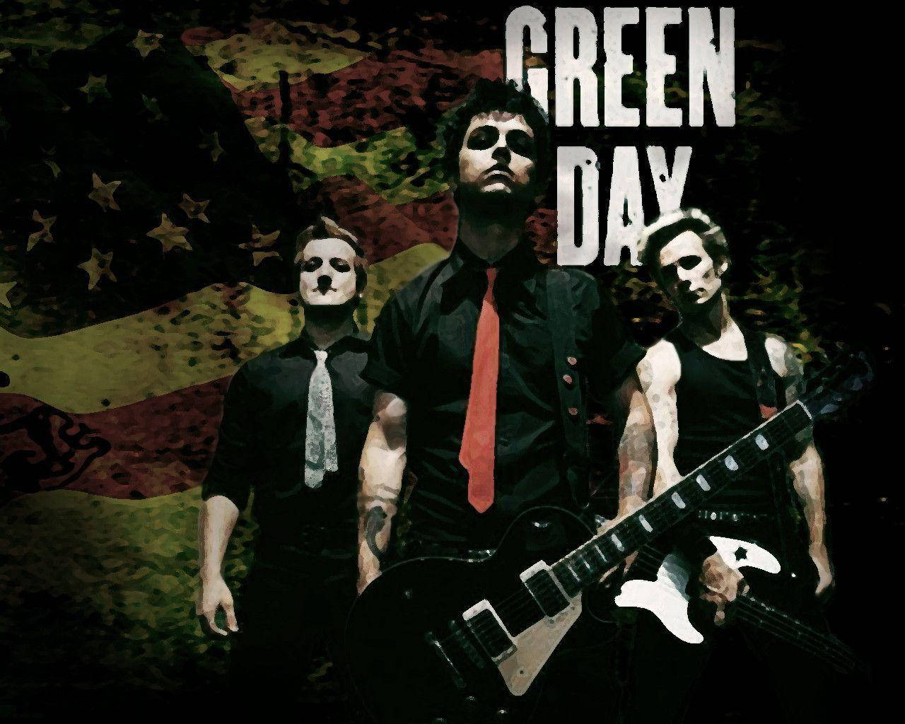 Green Day American Flag Background