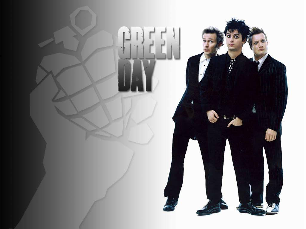 Green Day Black And White Background