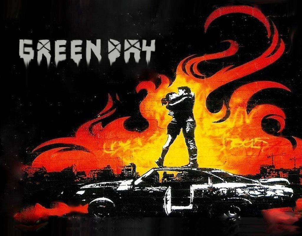 Green Day Fiery Album Art Background