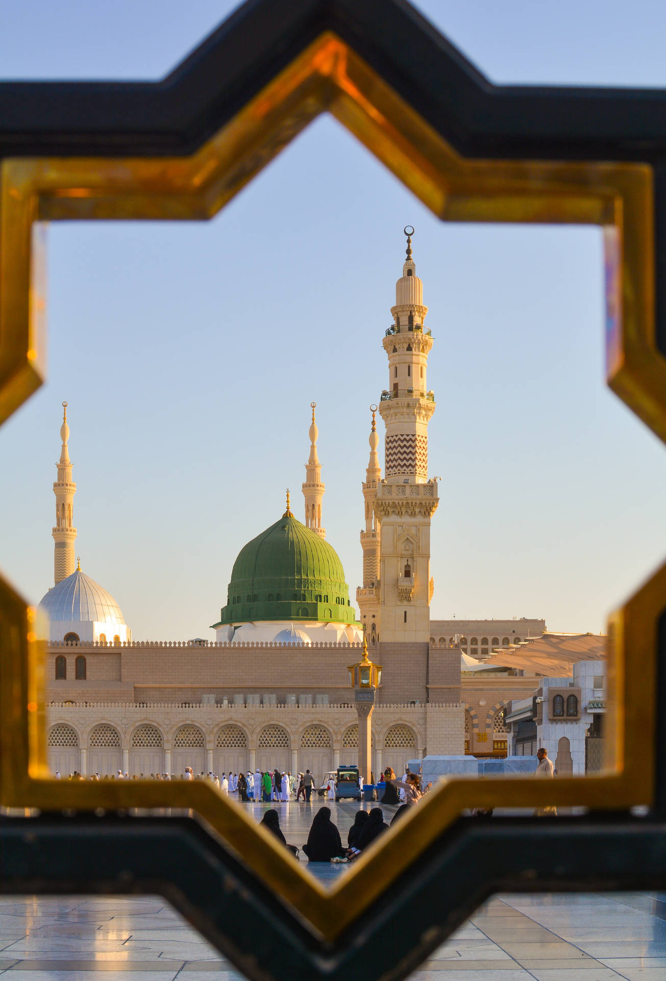 Green Dome In Frame Madina Background