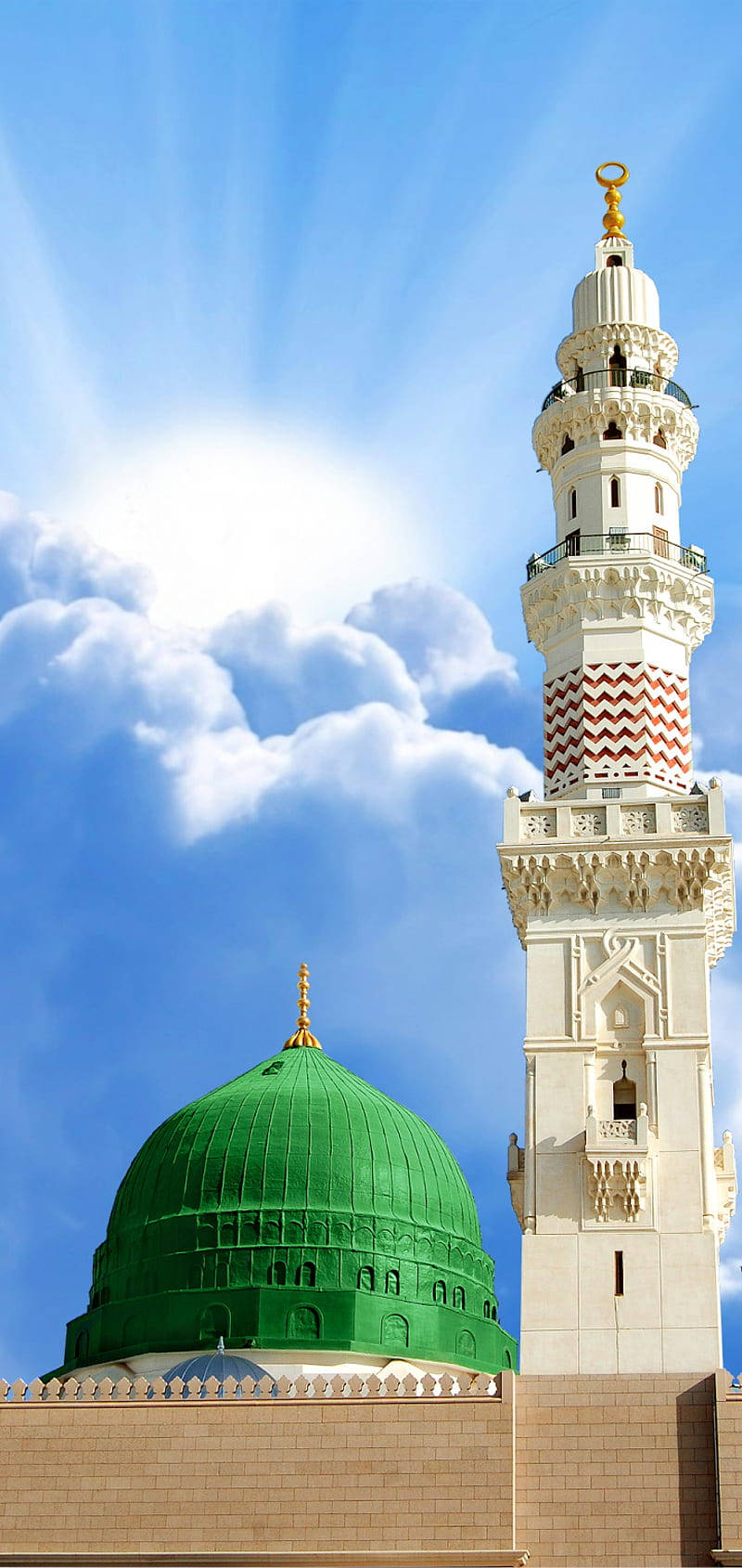 Green Dome In Portrait Madina Background
