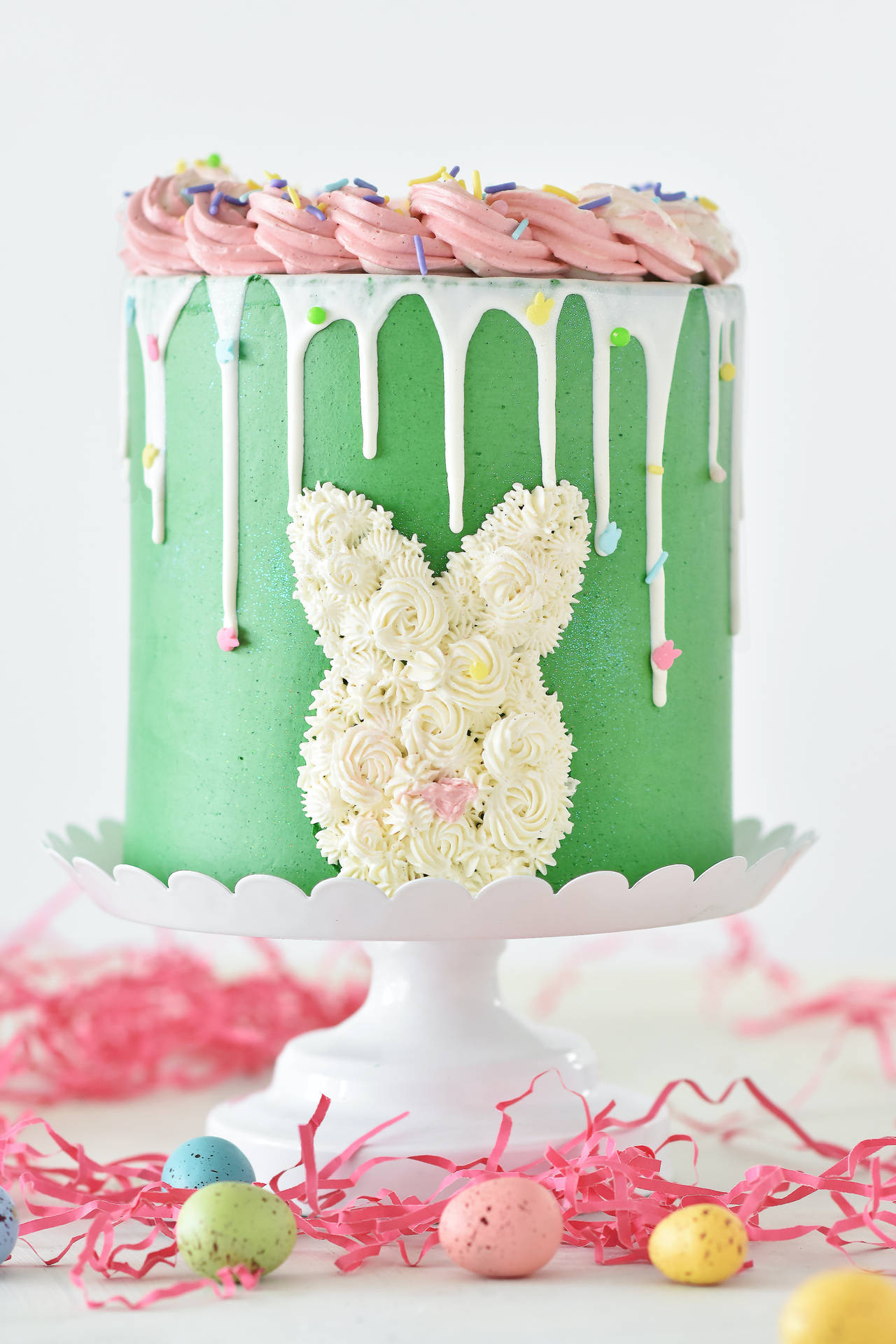 Green Easter Bunny Cake Background