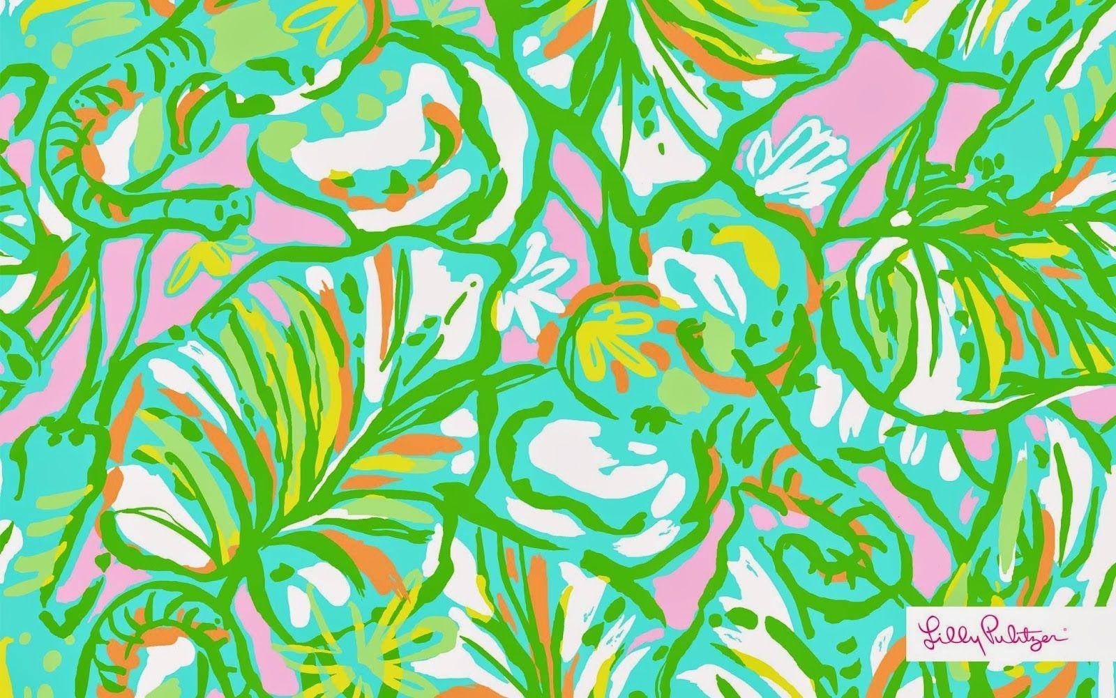 Green Elephants Lilly Pulitzer Desktop Background