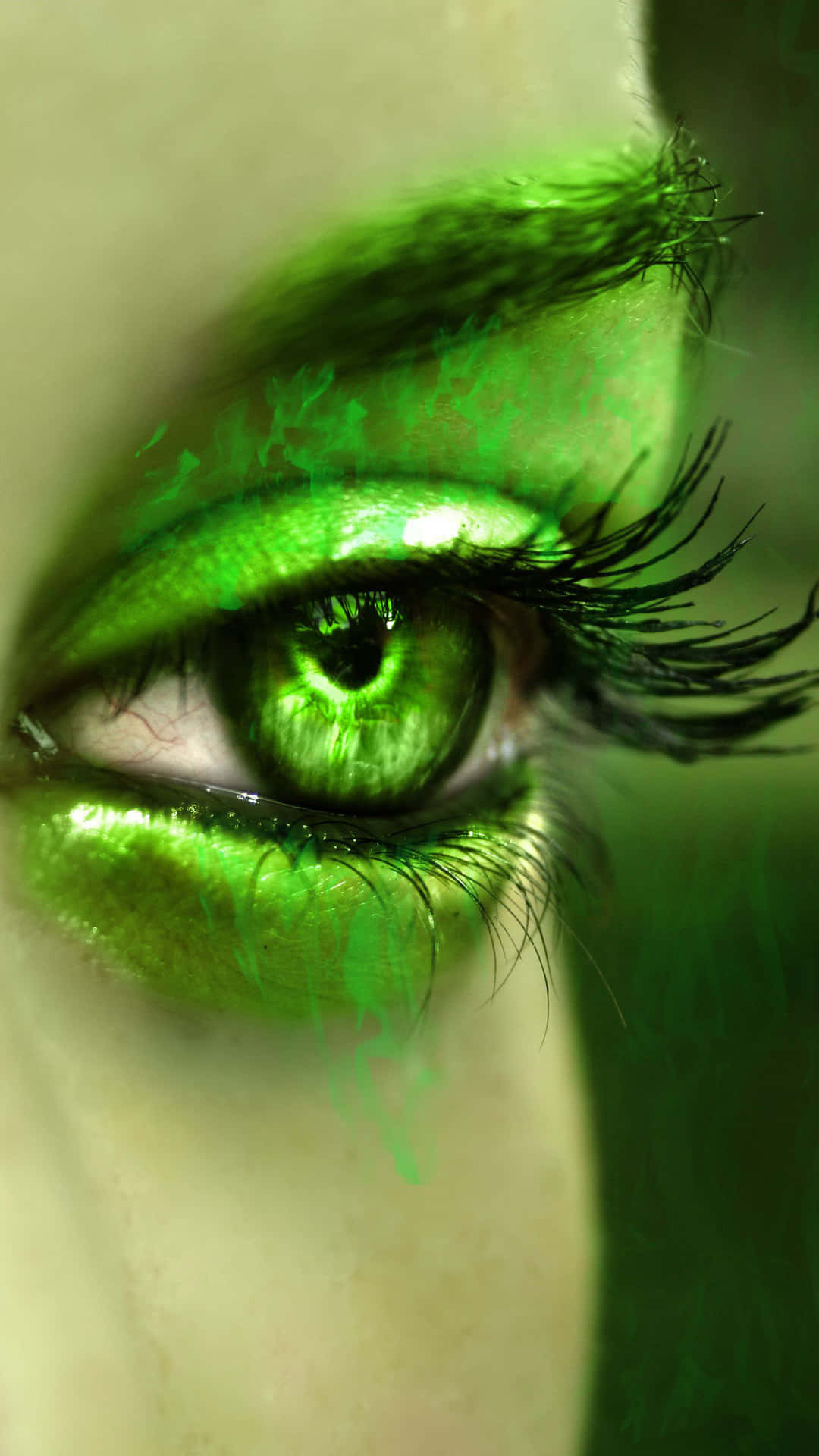 Green Eye And Eye Make Up