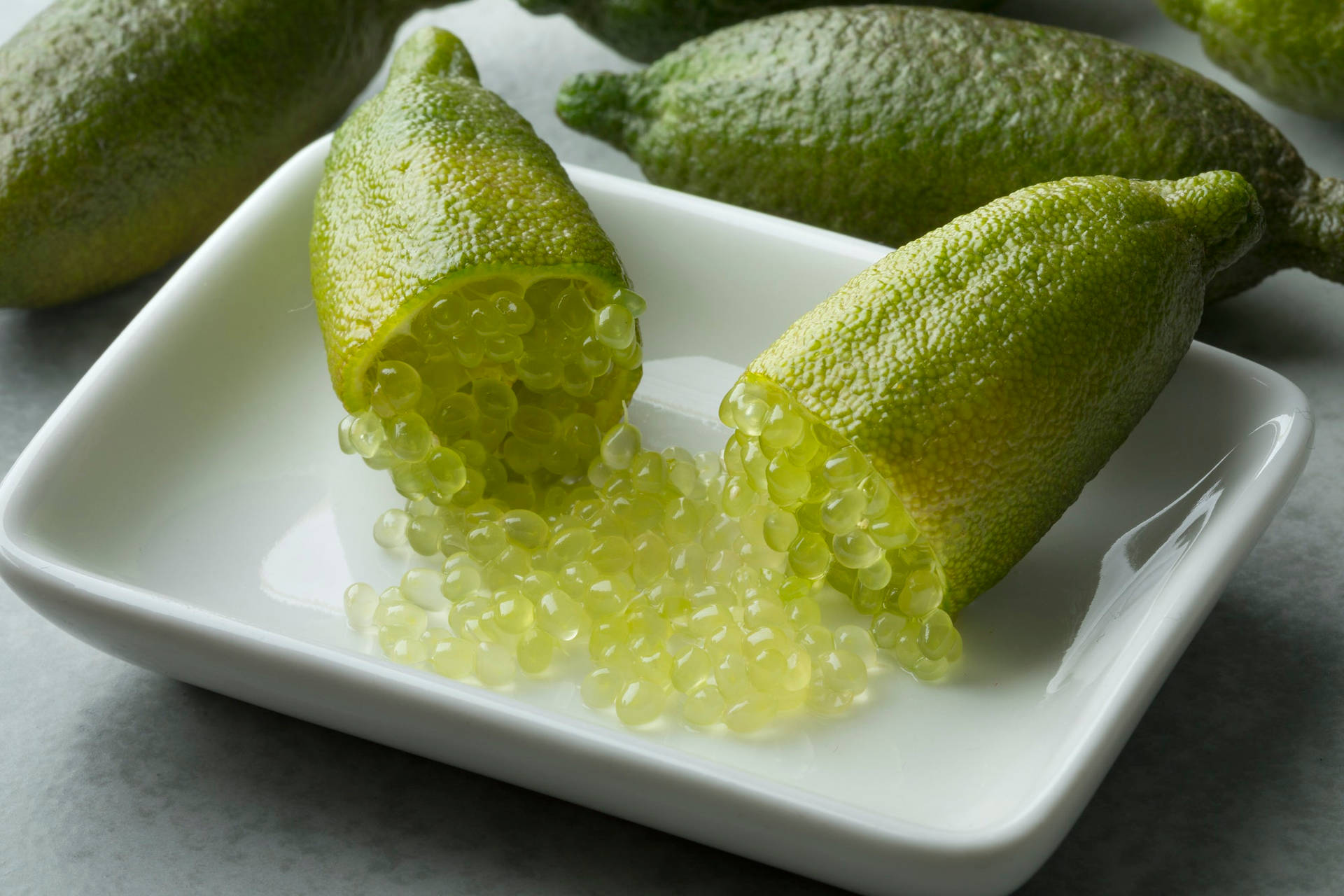 Green Finger Lime Cut Open Background