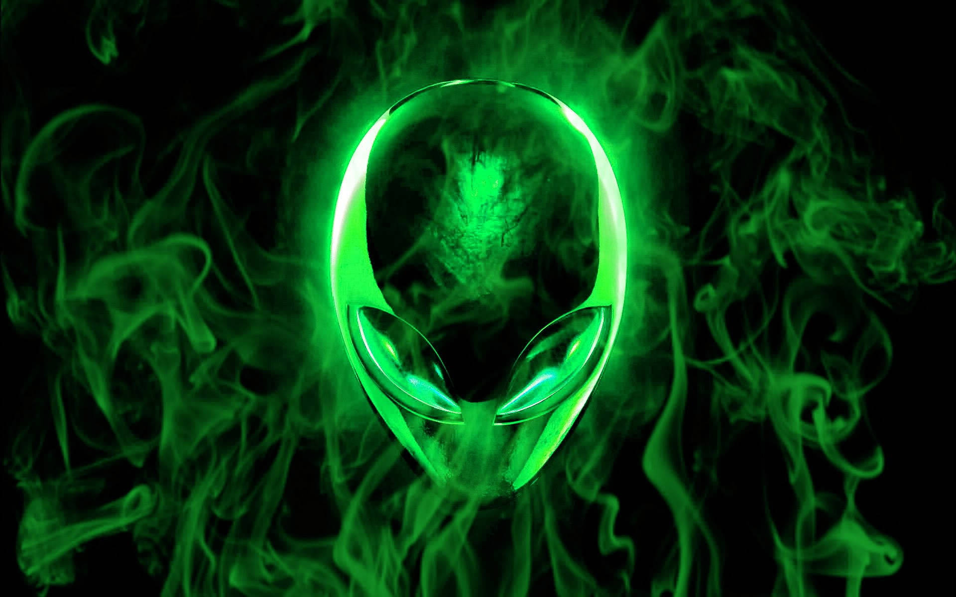 Green Fire Alienware Logo Background