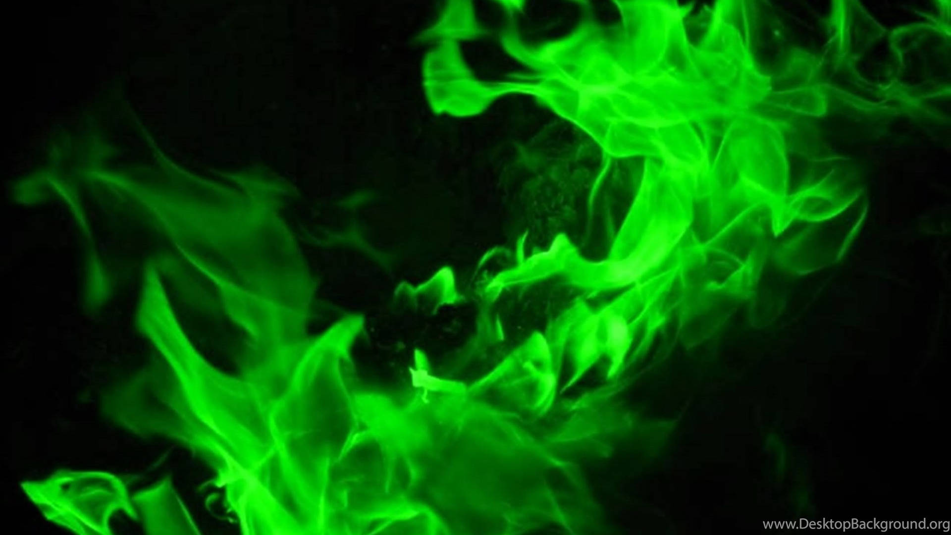 Green Fire On Black Background