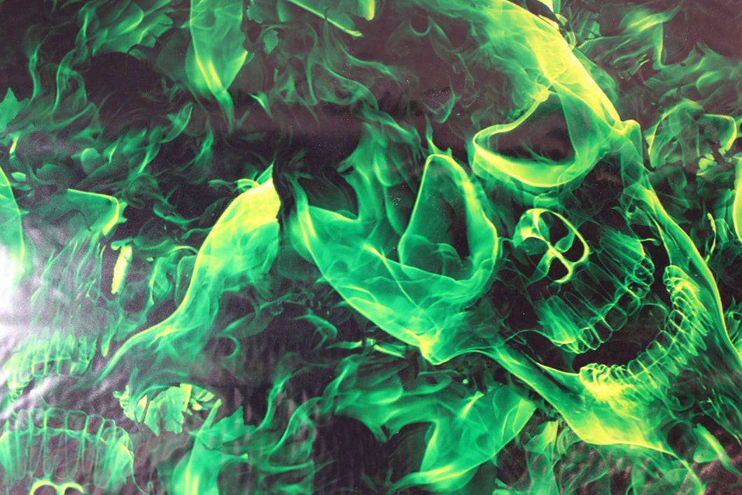 Green Fire Skull Smoke Background