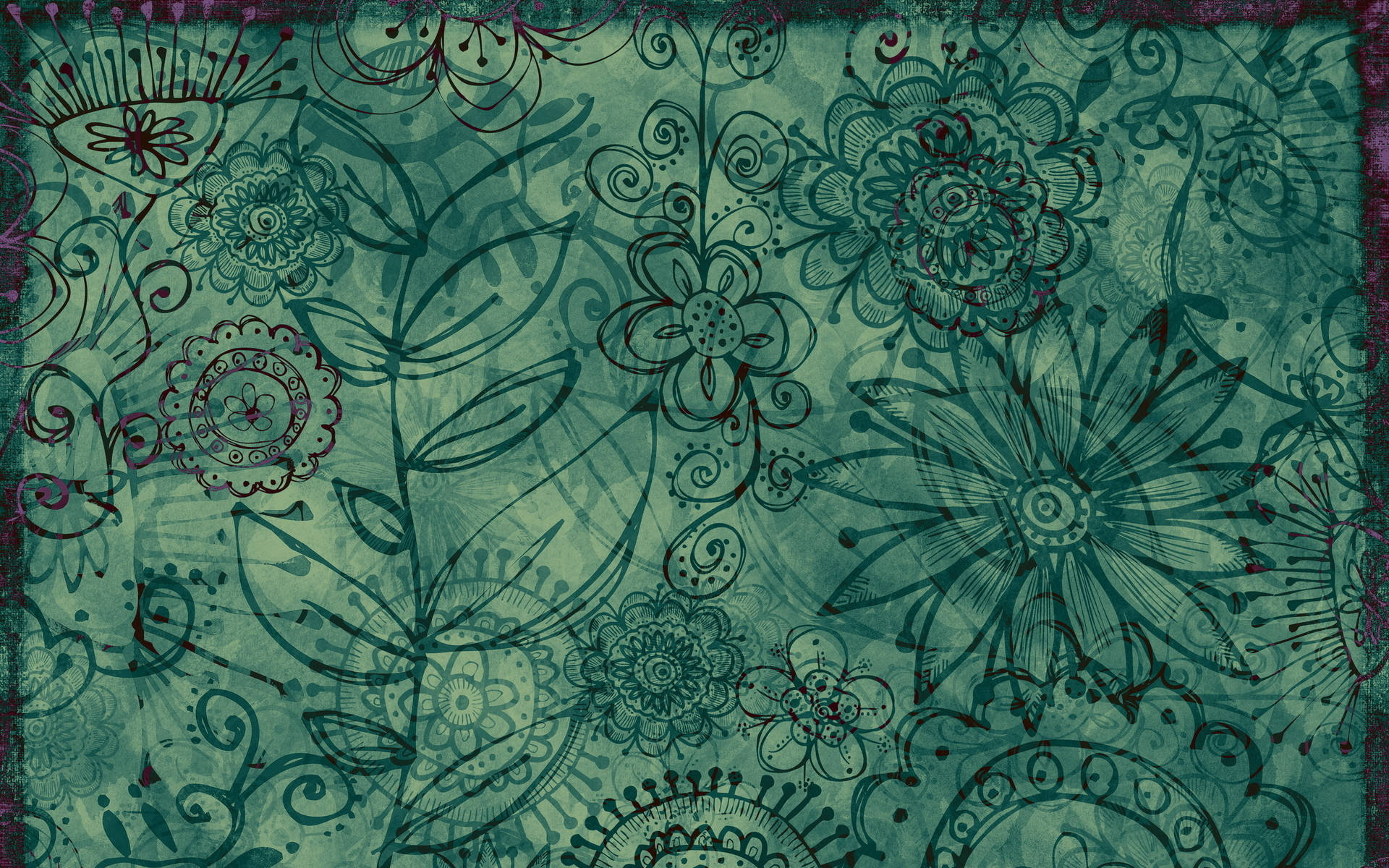 Green Floral Boho Pattern Background