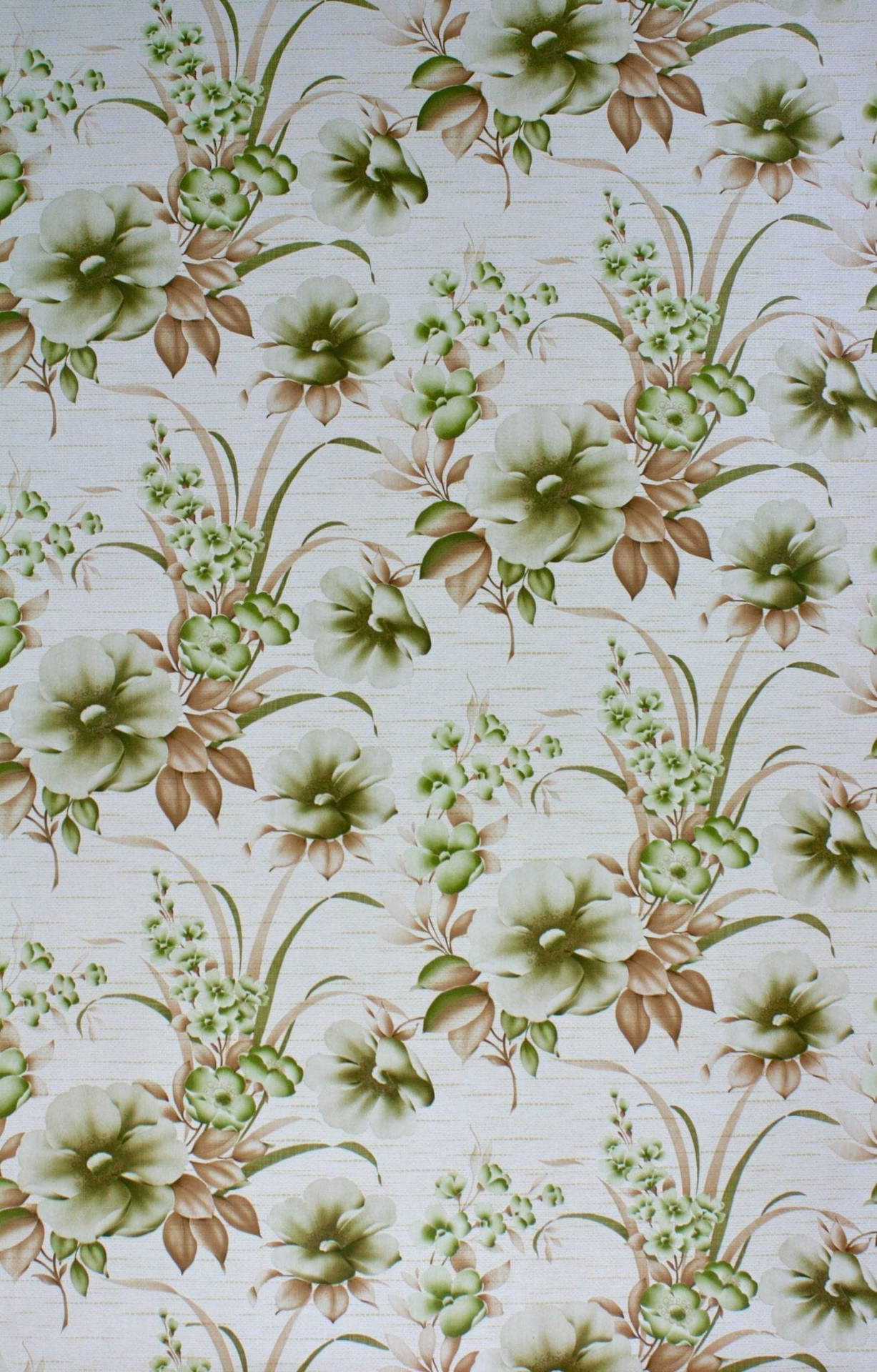 Green Floral Brown Leaves Background