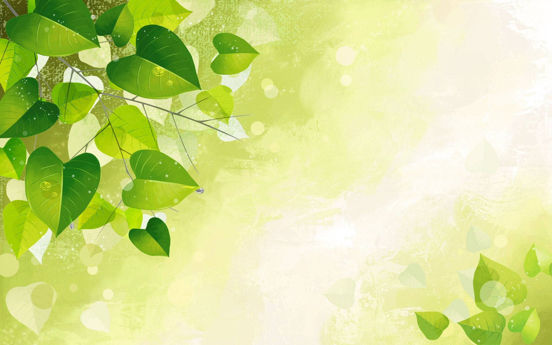 Green Floral Corners Background