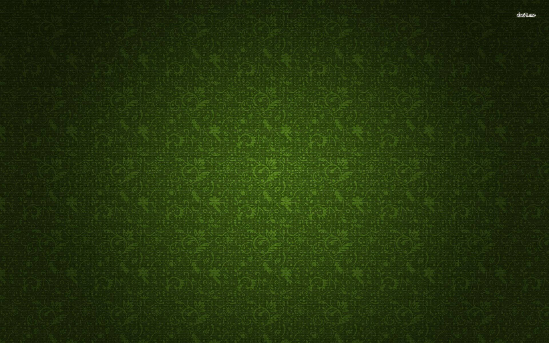 Green Floral Deep Green Background