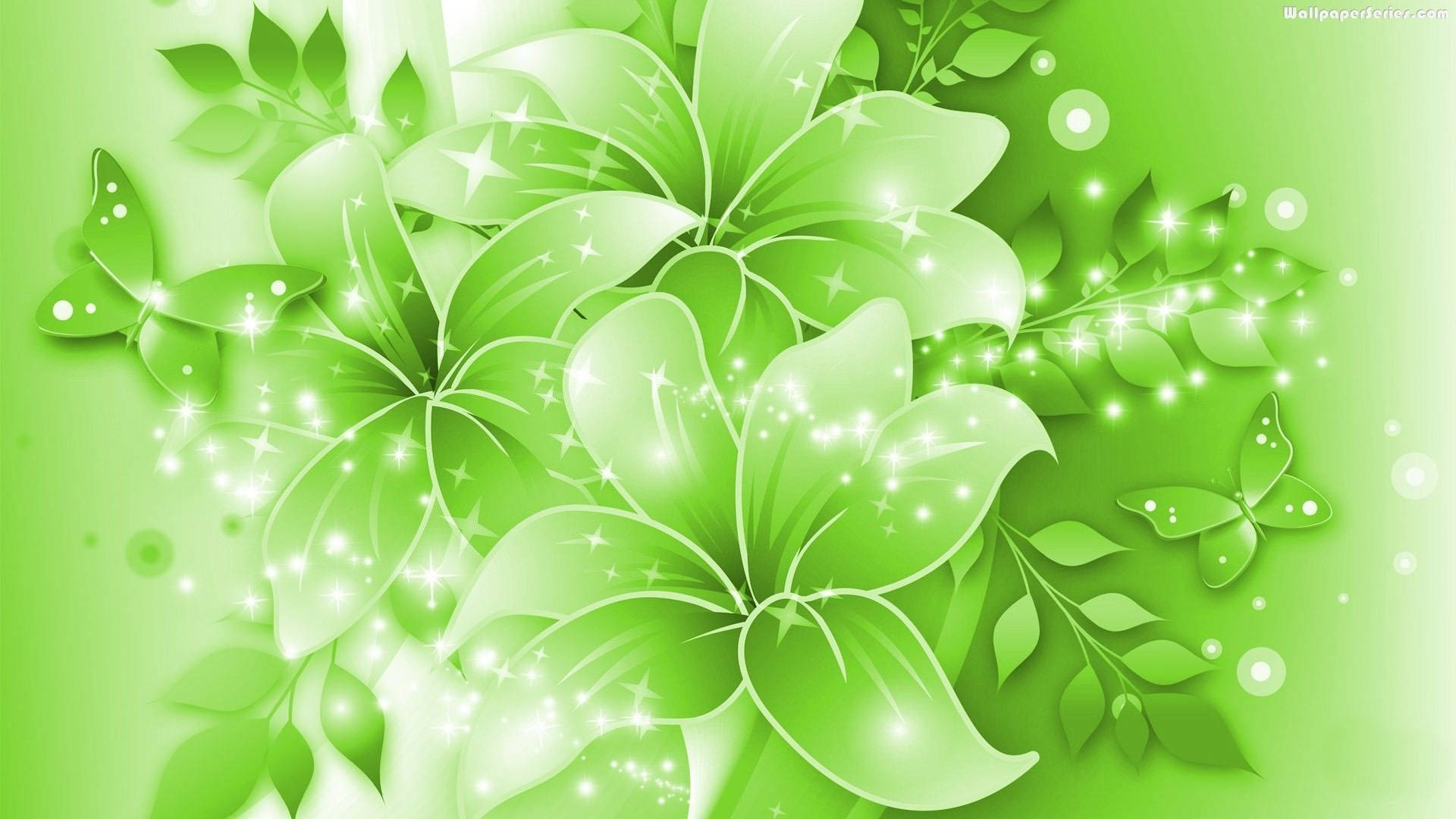 Green Floral Full Bloom Background