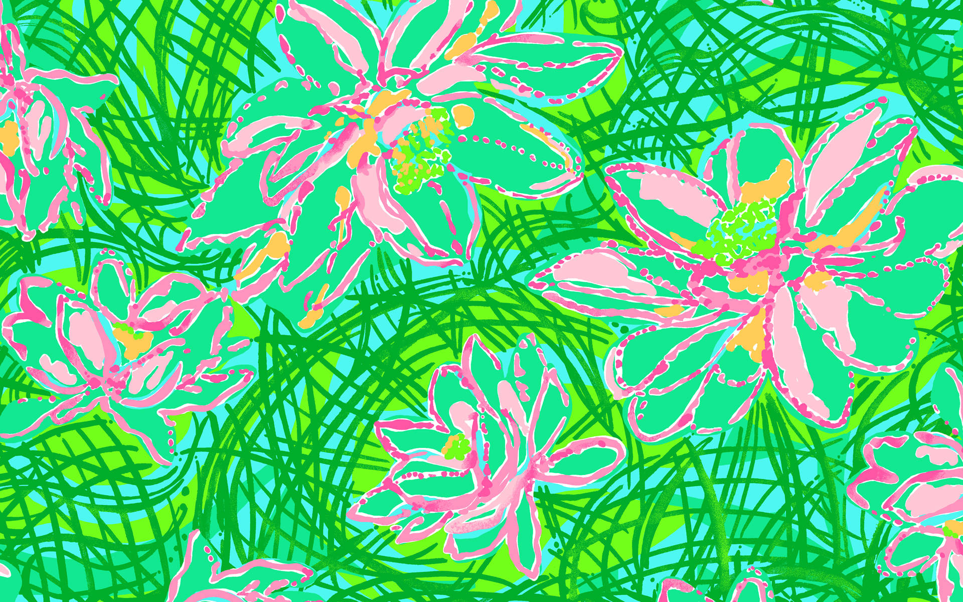 Green Floral Lilly Pulitzer Desktop Background